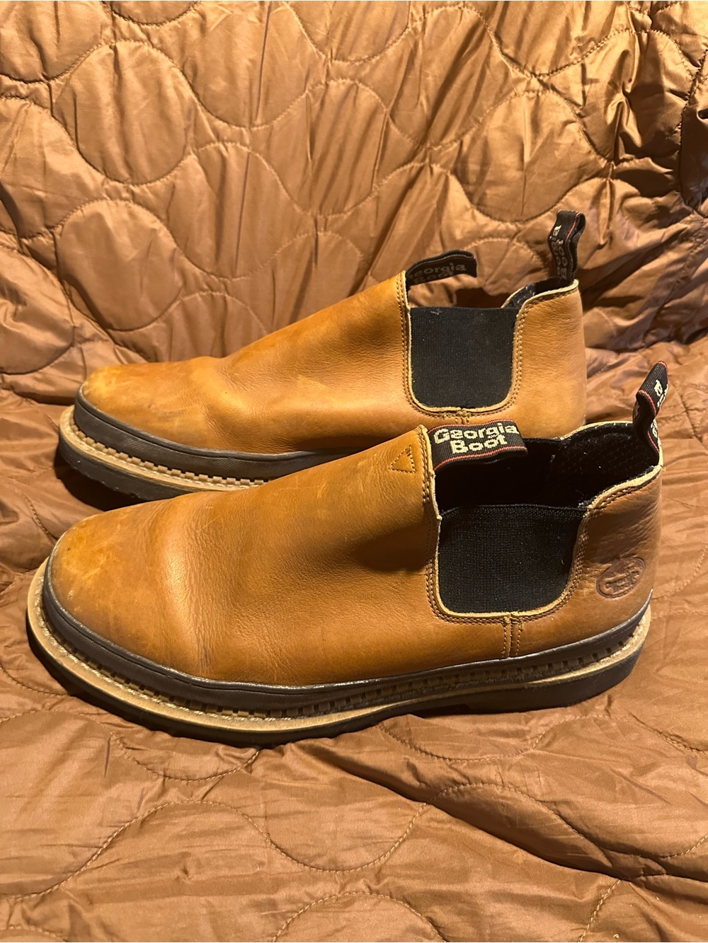 Georgia Boot Tan Leather Chukka Chelsea Work Boots